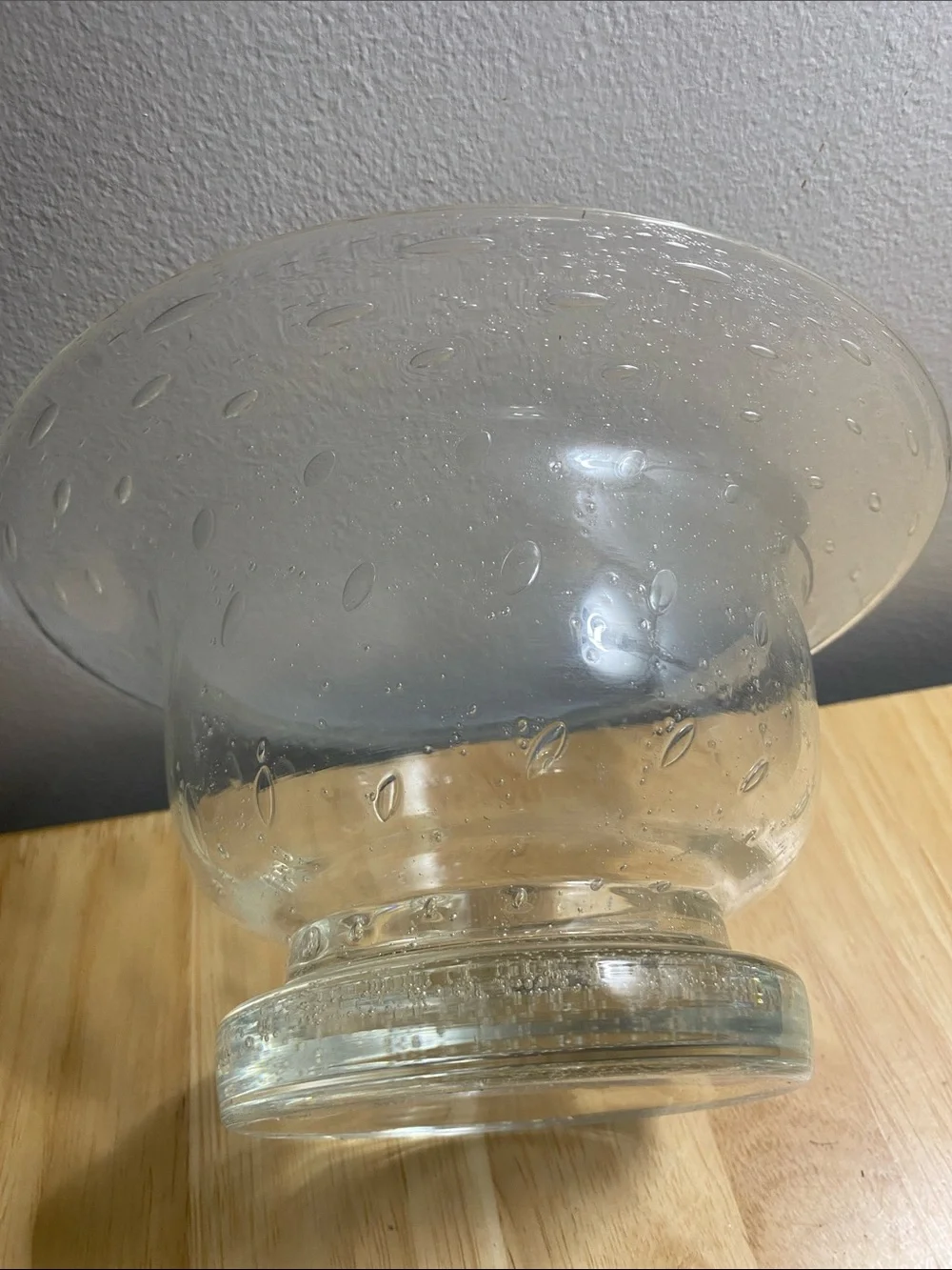 Handblown Bullicante controlled bubble glass pedestal bowl.